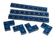 Lego - Lot of 7 - Dark Blue, Plate 1 x 8, 2 x 2 Corner