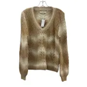 Ann Taylor LOFT Wool Blend Women's Knit Pullover Sweater S - Brown & Cream NWT