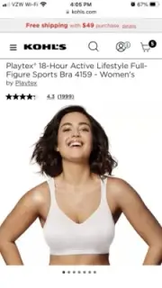 Playtex 18 Hour #4159 Wirefree Breathable Comfort Bra White SZ 38DD NIP