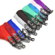 Fancy Capped Tassel - Gunmetal Pave CZ Cap Tassel Silk/Polyester Threaded