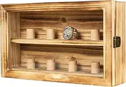 Freezing point Championship Ring Display Case Baseball Ring Holder Big Ring Storage Box Wooden Shadow Box for Baseball Basketball Football Softball Award Rings Fan Souvenirs 6