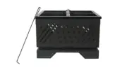 24" Square Freedom Stars Steel Fire Pit Poker Deep Bowl Outdoor Wood Log Burning