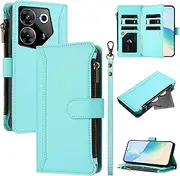 Compatible with Tecno Camon 20 Pro 5G,Compatible with Tecno Camon 20 Pro 5G Cover,Flip Kickstand Double Card Slots Zipper Wallet Case Green2