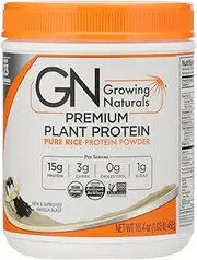 Growing Naturals Organic Rice Protein Powder, Vanilla Blast, 16.4 Ounce