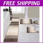 Ultra Soft Absorbent Microfiber Bath Mats Set - Machine Washable, Non-Slip