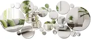 32 Pcs Acrylic Mirror Wall Stickers, Removable Wall Decal Mirror Set, Bathroom Wall Sticker Art, Circle Ceiling Mirrors for Bedroom, Home, Living Room, Sofa TV Background Decor (Small)