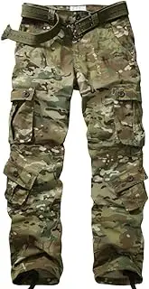 [AKARMY] Men's Lightweight Casual Cargo Pants, Relaxed Fit Work Pants with Expandable Waist