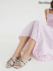 River Island Cream Strappy Flat Mules (F69346) | $78