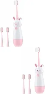Healeved 2 Sets Boys and Girls Electric Toothbrush Sonic Soft Bristles for Baby Included 3 Month Replacement Fun Cartoon Shape