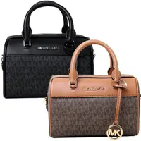 在飛比找momo購物網優惠-【Michael Kors】TRAVEL皮革拼接迷你波士頓包