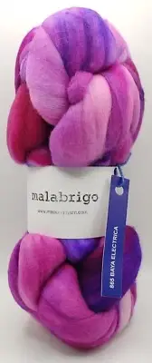 MALABRIGO 865 BAYA ELECTRA ROVING HAND DIED 100% WOOL 4OZ-113 GRS FREE SHIPPING