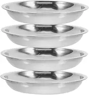 VERDANVERSE 4pcs Whisker Friendly Stainless Steel Cat Bowls Non Slip Pet Dishes for Food Water Easy to Clean Metal Plates for Elevated Stands for Kittens Cats