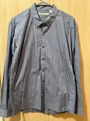 NEW NWT Kenneth Cole Mens Shirt Large L Long Sleeve Blue Striped Button Up