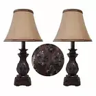 19"H Set of 2 Traditional Dark Bronze Small Table Lamp Console Side Table Lamps