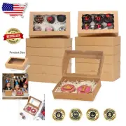 Elegant 100 Pack Brown Cookie Boxes for Weddings & Celebrations - DIY Assembly