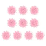 10Pcs 3.9" Chiffon Flowers Fabric Flower Sewing Fabric Appliques Light Pink