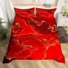 Duvet Cover Set King Size, Luxurious Red Gold Marbling Comforter Cover with 2