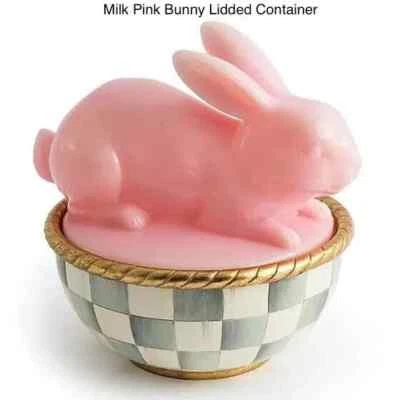 Brand New MacKenzie-Childs Milk Pink Bunny Lidded Container