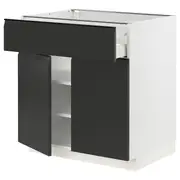 METOD / MAXIMERA base cabinet with drawer/2 doors, white/Upplöv matt anthracite, 80x60x80 cm