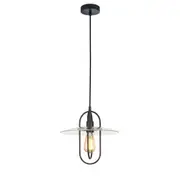PAPILLON Pendant Lamp Light Interior ES Matte Black Oblong with Clear Glass Coolie OD315mm