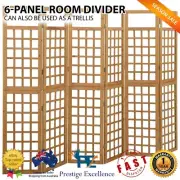 6 Panel Room Divider Privacy Screen Partition Trellis Wooden Folding Outdoor NEW