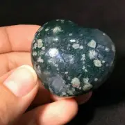 Moss Agate Puffed Heart 170903 45mm Stone of Abundance Metaphysical