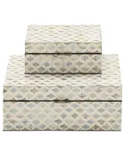 Peyton Lane Set Of 2 Geometric Mother Of Pearl Shell Handmade Storage Decorative Box