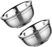 Amosfun 2Pcs Double Layer Stainless Steel Bowls Insulated Food Containers for Noodles Rice and Soup for Home Restaurant Camping and Picnics