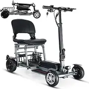 Mobility Scooter for Adults, Folding Electric Scooter, with Seat and Basket Ultra Lightweight Portable Travel 4 Wheel Powered Scooter, For Adults Elderly Disabled Outdoor