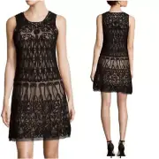 Aidan Mattox Hand Corded Cocktail Dress Black NEW size 0