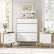 Adriana 5 Drawers Chest of Drawers Dresser with 2 Bedside Tables Bedroom Bundle