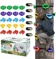 TOPNEW 20 Ninja Tree Climbing Holds for Kids Climber, Adult Climbing Rocks with 6 Ratchet Straps for Outdoor Ninja Warrior Obstacle Course Training
