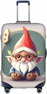 [HTTUP] Cute Gnome Print Practical Elastic Washable Travel Luggage Cover with Concealed Zipper for Suitcases, White, Medium