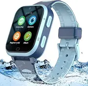 Kids 4G GPS Smart Watch Whatsapp Chat Phone Tracker Smartwatch Worldwide Real-time Tracking Video Call Voice Message Camera SOS Alarm Geo-Fence Pedometer Anti-Lost for 3-15 Boys Girls Gift Blue