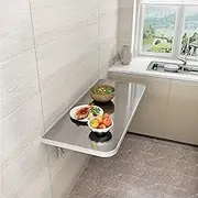 Home Office Wall Mounted Folding Desk Space Saving Fold Down Table Small Stainless Steel Workstation for Balcony 60x30cm/23inch