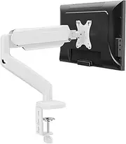 MOUNTUP Single Monitor Desk Mount, Adjustable Gas Spring Monitor Arm, Support Max 32 Inch, 4.4-17.6lbs Screen, Computer Monitor Stand with Clamp/Grommet Mounting Base, VESA Mount Bracket, White