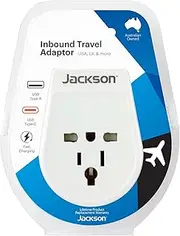 Jackson UK & USA - AUS USB-A & USB-C Travel Adapter, White
