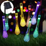 50 LED Raindrop Garden Christmas Solar Fairy String Lights Multicolour