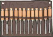 Steelex Fixed Knife Twelve Piece Carving Chisel Set Features Beech - D2227
