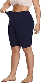 [DITSONEO] Women's Plus Size Short Leggings High Waisted Stretchy Lightweight Pants Above Knee Length Shorts