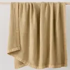❤️BUY 2 GET 1 FREE West Elm Luxurious Tan Bedding Viscose Linen Throw, Natural