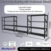 6MX2MX0.6M 2500KG Garage Warehouse Storage Shelving With Workbench