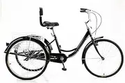 DEFGHIJ Adult Tricycles 26 Inch 3 Wheel Bikes Single Speed Three Wheeled Bicycles Cruise Trike with Shopping Basket & Seat Back for Seniors Women Men (Black)