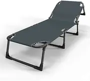 Rocking Armchair Foldable Single beds Folding Lounge with Adjustable backrest, Metal Bed Folding Single Bed Deckchair (Color: B) Little Surprise