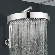 ACA Bathroom 13" Round Shower Head Gooseneck Wall Arm Set Chrome