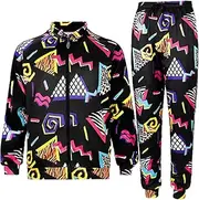 JMEDIC Retro Tracksuit | 2 Pieces Sportswear Jacket and Pants Suits | 80s 90s Outfit for Men Urbanwear Streetwear Casual Jogging