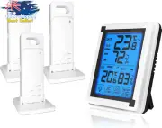 Indoor Outdoor Digital Thermometer Hygrometer w/ 3 Wireless Sensors LCD Display