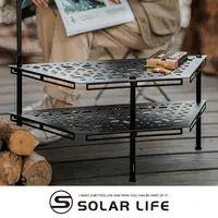 在飛比找樂天市場購物網優惠-ANGLE MEZA 多功能露營桌 梯型組合桌(黑) 六角鐵