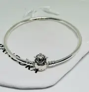 NEW PANDORA 925 Silver Disney Stitch Biting Clasp Bangle Bracelet 18 cm