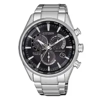 在飛比找PChome24h購物優惠-CITIZEN 光動能時尚鈦金屬三眼腕錶-銀X黑